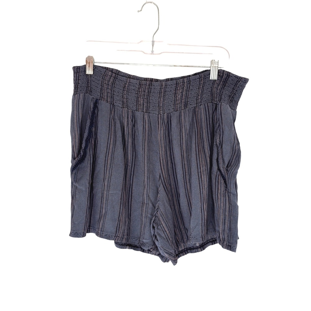 Three Dots Short Women's Blue White Lightweight Casual Pull On Stretch XL